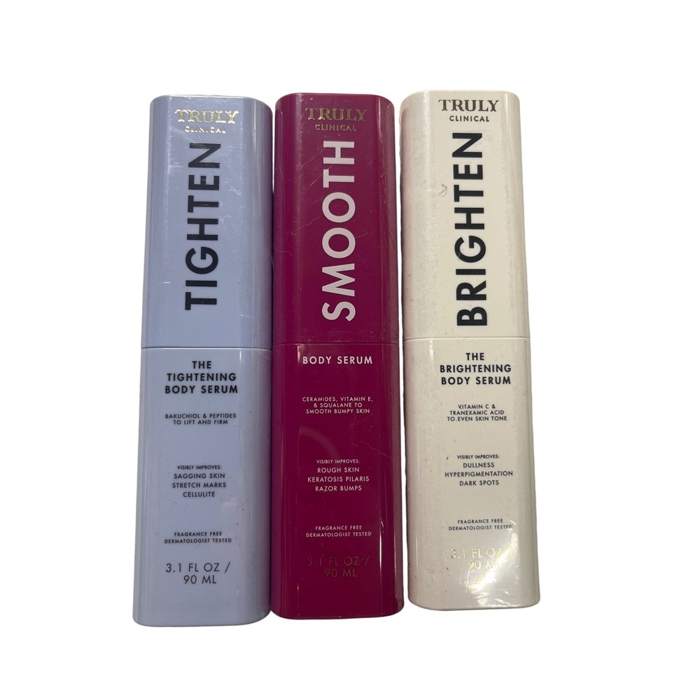 Truly Beauty Clinical Body Serum Trio Tighten Smooth Brighten 3.1oz BUNDLE